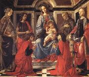 Sandro Botticelli The Madonna and Child Enthroned,with SS.Mary Magdalen,Catherine of Alexandria,John the Baptist,Francis,and Cosmas and Damian Spain oil painting reproduction